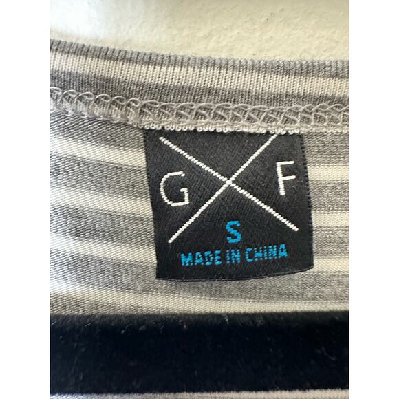 GXF Short Sleeved Gray and White Striped Shirt Sz S - Picture 2 of 3